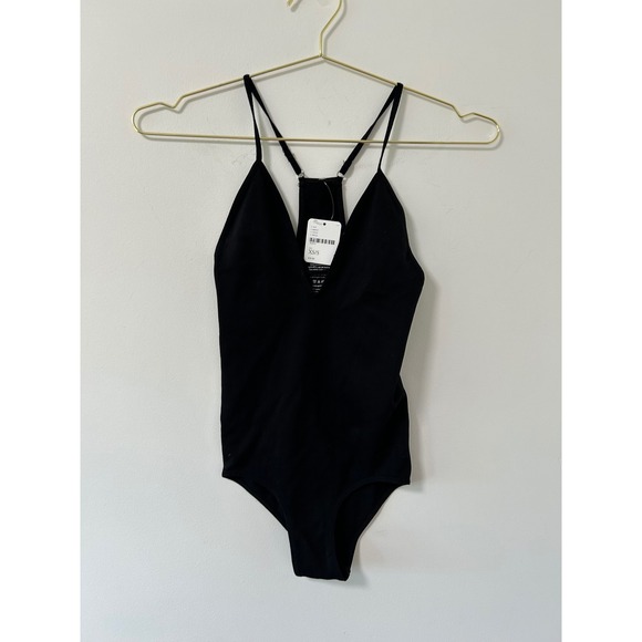 Free People Tops - Intimately Free People Black Ribbed V-Neck Racerback Bodysuit XS/S